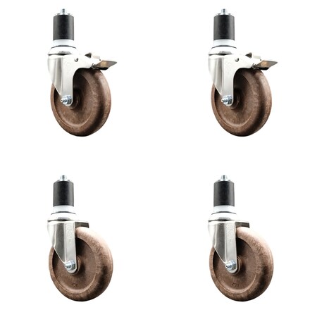 Service Caster 5 Inch 316SS High Temp Glass Filled Nylon 1-7/8 Inch Stem Caster Lck Brake, 2PK SS316TTLEX20S514-GFNSHT-2-S-2-178